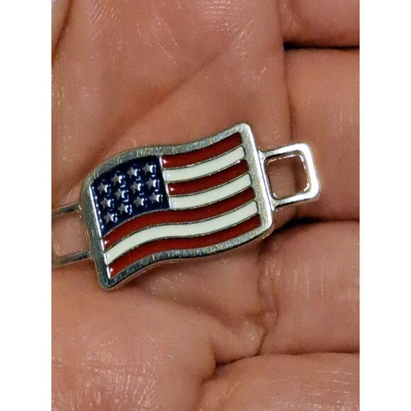 Vintage Patriotic Red White Blue Pins & Red Wing Shoe Charm - Picture 3 of 6